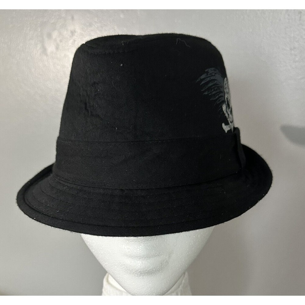 Southpole Black Bolero Black Band Skull Cross Bones Graphic Hat One Size EUC